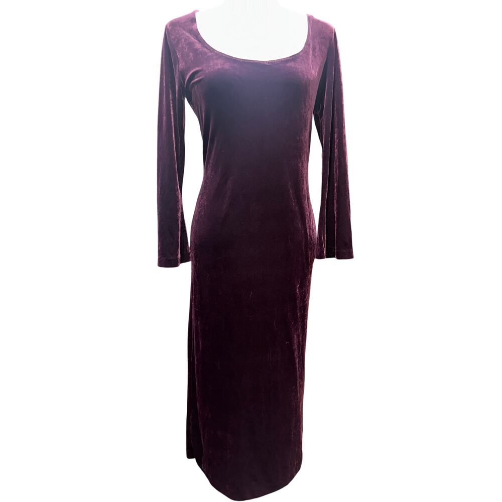 Fine Feathers Velvet Dress Midi Long sleeve Burgundy8 Sexy Stretch Holiday Party